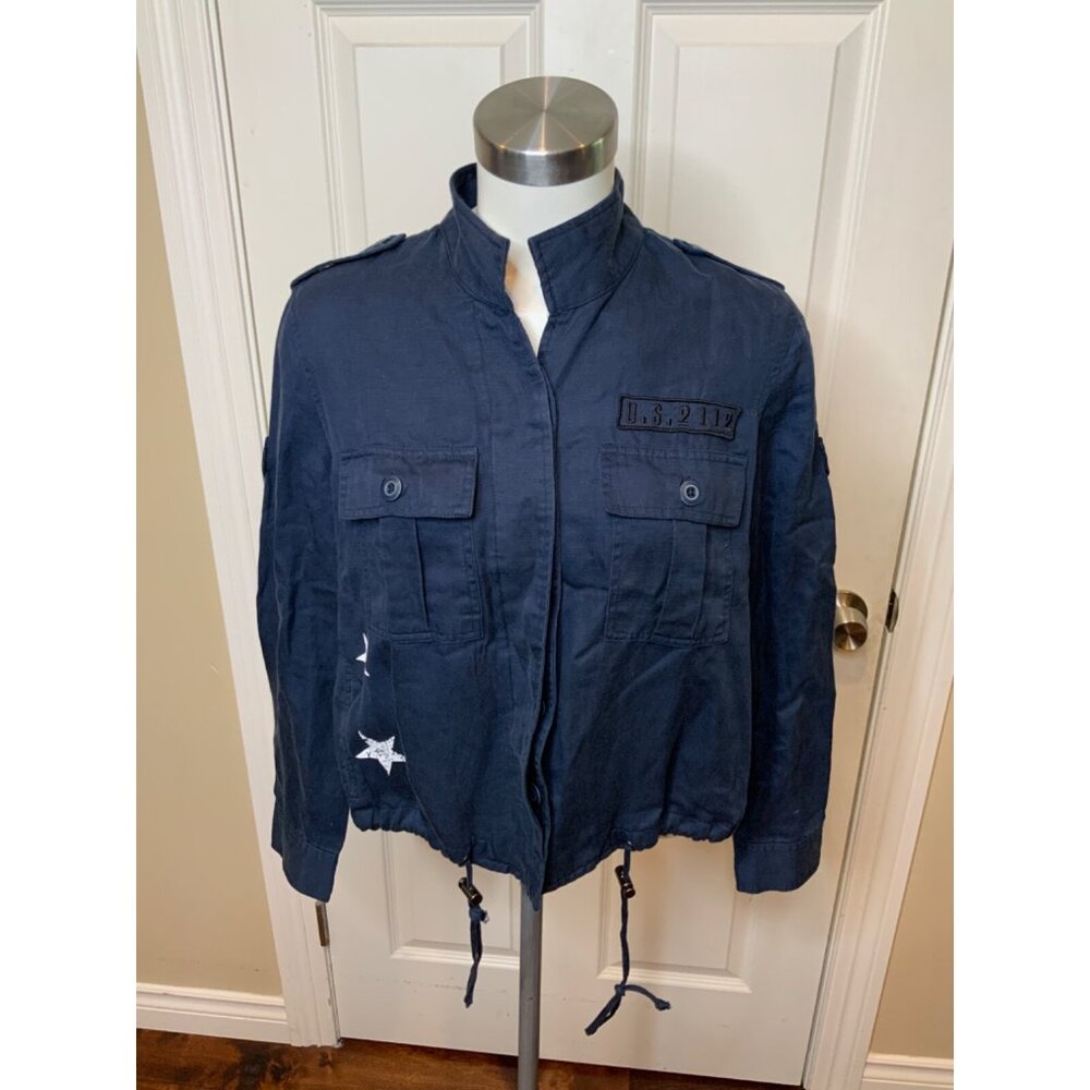 Rails Grant Indigo Blue Military Style Jacket W/ White Stars, Size XS